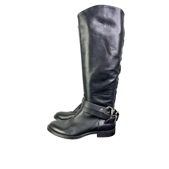Thunder Italy Boots Womens 36 Black Leather Riding Style MC Buckle Zip Ankle - Picture 5 of 9
